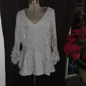 Striped peplum blouse